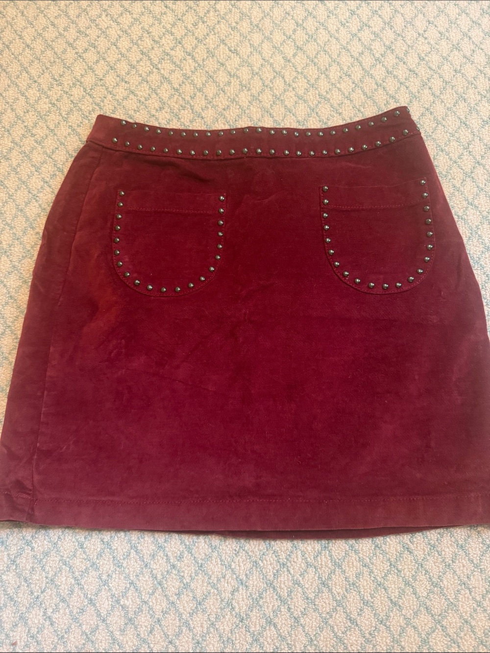 Mossimo Supply Co. Burgundy Corduroy Mini Skirt with Stud Trim